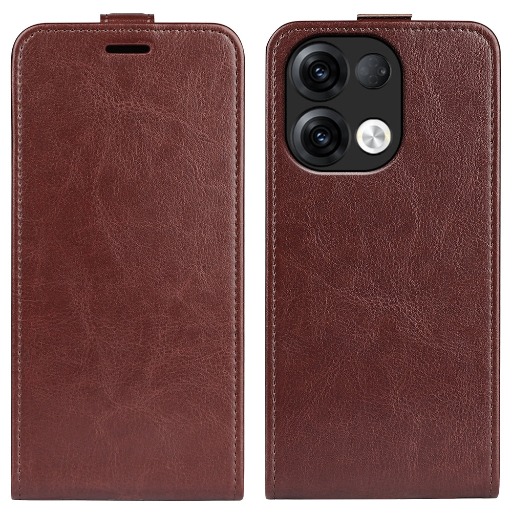 OPPO Reno9 Texture Vertical Flip Leather Wallet Case with Card Slot, PU TPU Shockproof Protective Cover, Anti-Drop Magnetic Folio Phone Case