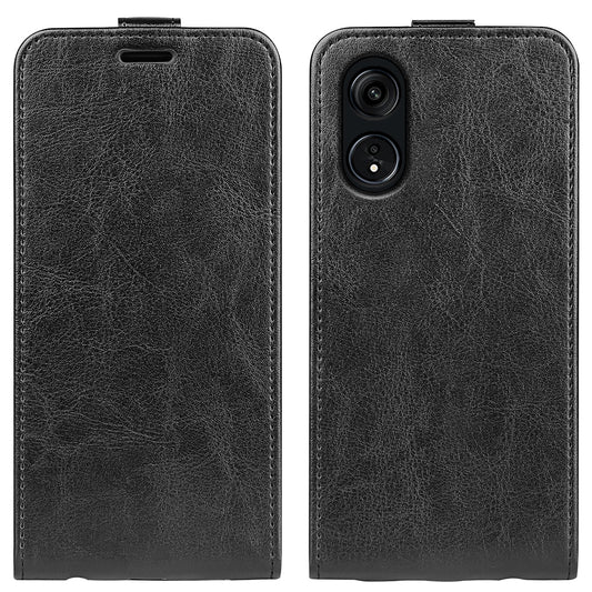 OPPO Reno8 T 5G Texture Vertical Flip Leather Wallet Case with Card Slot, PU TPU Shockproof Protective Cover, Anti-Drop Magnetic Folio Phone Case