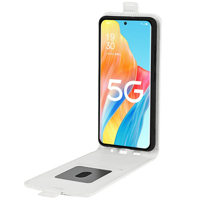 OPPO Reno8 T 5G Texture Vertical Flip Leather Wallet Case with Card Slot, PU TPU Shockproof Protective Cover, Anti-Drop Magnetic Folio Phone Case