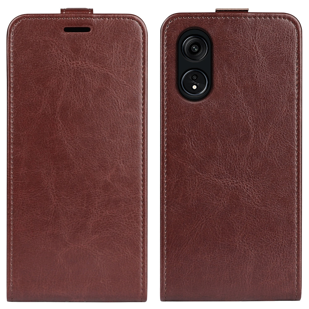 OPPO Reno8 T 5G Texture Vertical Flip Leather Wallet Case with Card Slot, PU TPU Shockproof Protective Cover, Anti-Drop Magnetic Folio Phone Case