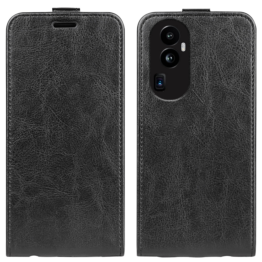 OPPO Reno10 Pro+ Texture Vertical Flip Leather Wallet Case with Card Slot, PU TPU Shockproof Protective Cover, Anti-Drop Magnetic Folio Phone Case