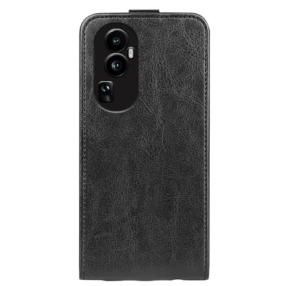 OPPO Reno10 Pro+ Texture Vertical Flip Leather Wallet Case with Card Slot, PU TPU Shockproof Protective Cover, Anti-Drop Magnetic Folio Phone Case