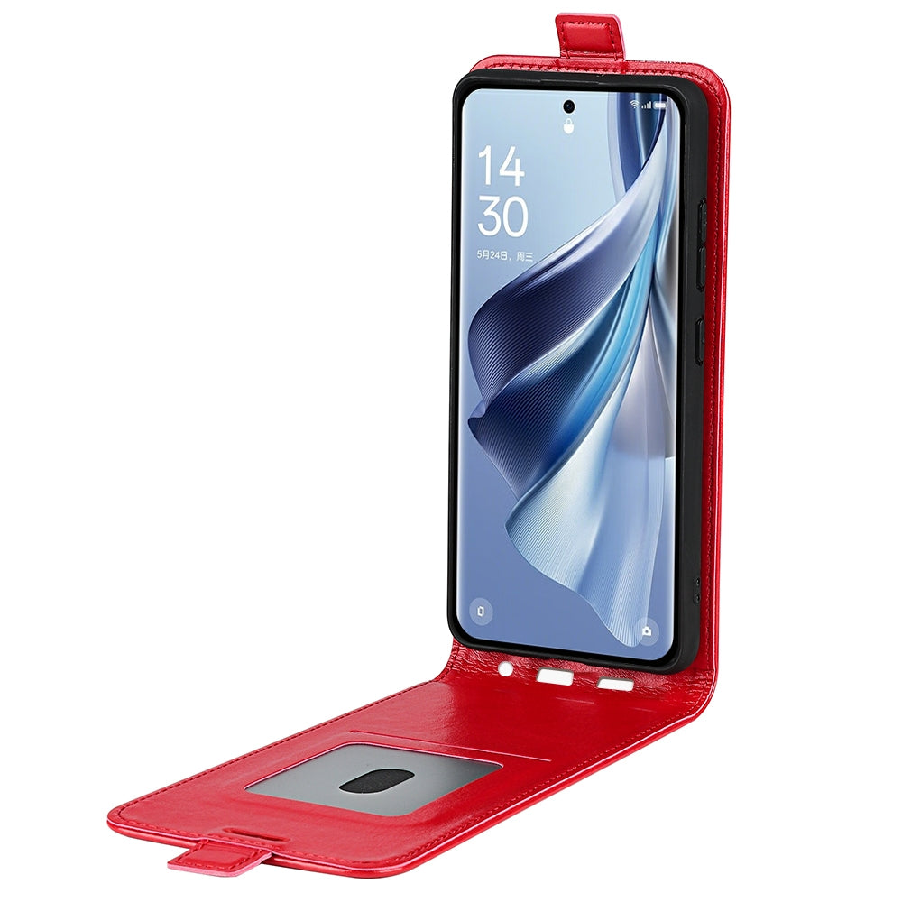 OPPO Reno10 Pro+ Texture Vertical Flip Leather Wallet Case with Card Slot, PU TPU Shockproof Protective Cover, Anti-Drop Magnetic Folio Phone Case