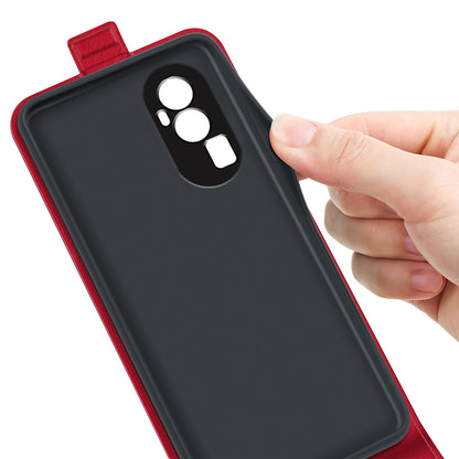 OPPO Reno10 Pro+ Texture Vertical Flip Leather Wallet Case with Card Slot, PU TPU Shockproof Protective Cover, Anti-Drop Magnetic Folio Phone Case