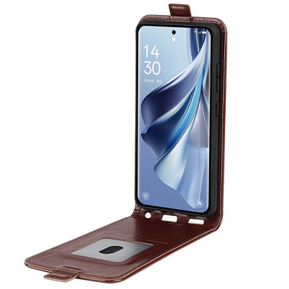 OPPO Reno10 Pro+ Texture Vertical Flip Leather Wallet Case with Card Slot, PU TPU Shockproof Protective Cover, Anti-Drop Magnetic Folio Phone Case