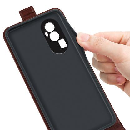 OPPO Reno10 Pro+ Texture Vertical Flip Leather Wallet Case with Card Slot, PU TPU Shockproof Protective Cover, Anti-Drop Magnetic Folio Phone Case
