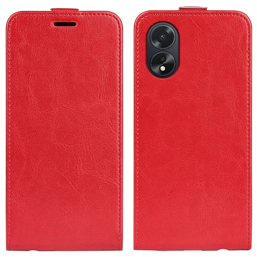 OPPO A38 Texture Vertical Flip Leather Wallet Case with Card Slot, PU TPU Shockproof Protective Cover, Anti-Drop Magnetic Folio Phone Case