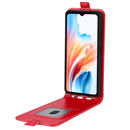 OPPO A38 Texture Vertical Flip Leather Wallet Case with Card Slot, PU TPU Shockproof Protective Cover, Anti-Drop Magnetic Folio Phone Case