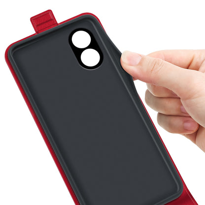 OPPO A38 Texture Vertical Flip Leather Wallet Case with Card Slot, PU TPU Shockproof Protective Cover, Anti-Drop Magnetic Folio Phone Case