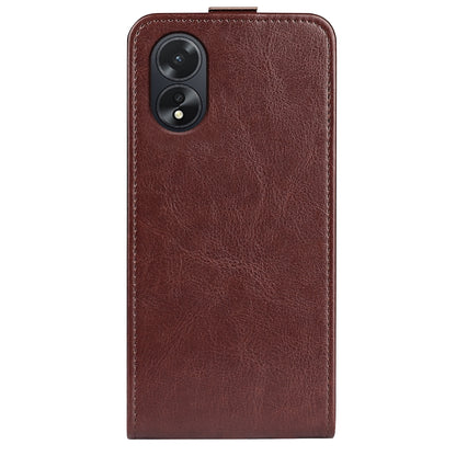 OPPO A38 Texture Vertical Flip Leather Wallet Case with Card Slot, PU TPU Shockproof Protective Cover, Anti-Drop Magnetic Folio Phone Case