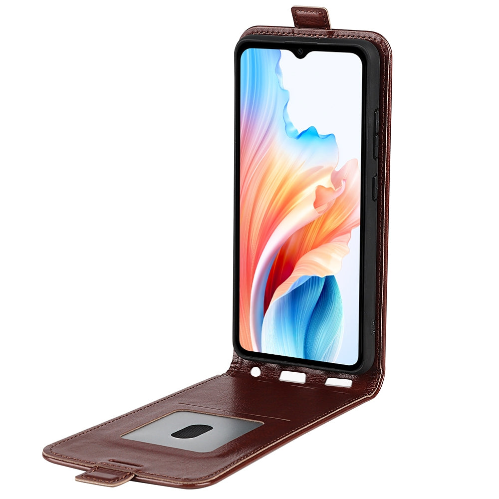 OPPO A38 Texture Vertical Flip Leather Wallet Case with Card Slot, PU TPU Shockproof Protective Cover, Anti-Drop Magnetic Folio Phone Case
