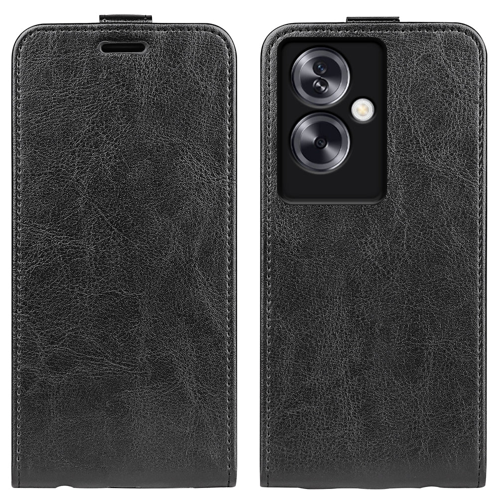 OPPO A79 Texture Vertical Flip Leather Wallet Case with Card Slot, PU TPU Shockproof Protective Cover, Anti-Drop Magnetic Folio Phone Case