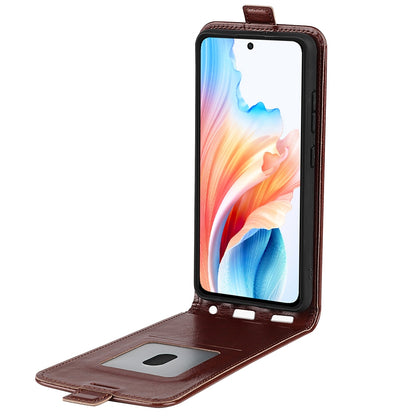 OPPO A79 Texture Vertical Flip Leather Wallet Case with Card Slot, PU TPU Shockproof Protective Cover, Anti-Drop Magnetic Folio Phone Case
