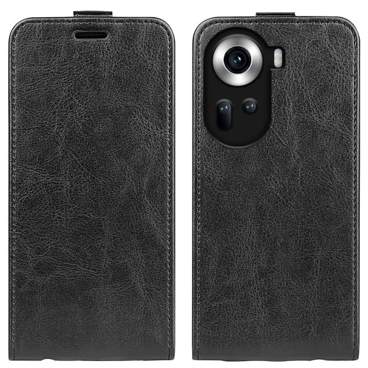 OPPO Reno11 5G Texture Vertical Flip Leather Wallet Case with Card Slot, PU TPU Shockproof Protective Cover, Anti-Drop Magnetic Folio Phone Case
