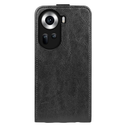 OPPO Reno11 5G Texture Vertical Flip Leather Wallet Case with Card Slot, PU TPU Shockproof Protective Cover, Anti-Drop Magnetic Folio Phone Case