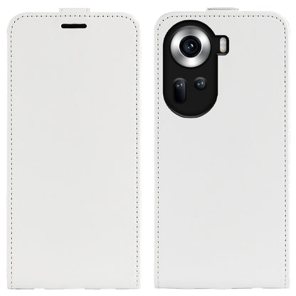 OPPO Reno11 5G Texture Vertical Flip Leather Wallet Case with Card Slot, PU TPU Shockproof Protective Cover, Anti-Drop Magnetic Folio Phone Case