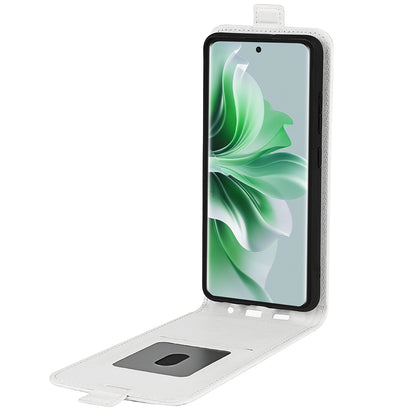OPPO Reno11 5G Texture Vertical Flip Leather Wallet Case with Card Slot, PU TPU Shockproof Protective Cover, Anti-Drop Magnetic Folio Phone Case