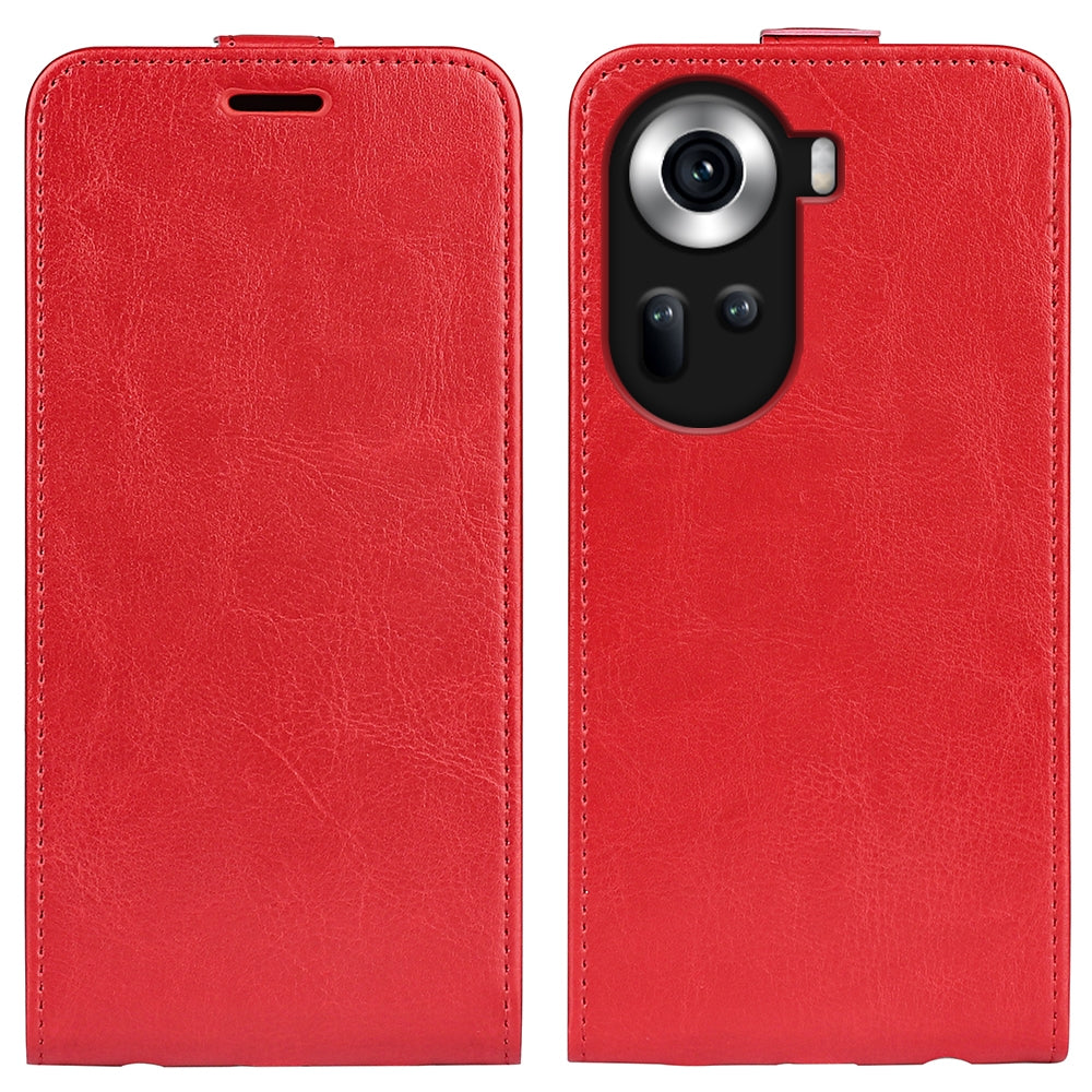 OPPO Reno11 5G Texture Vertical Flip Leather Wallet Case with Card Slot, PU TPU Shockproof Protective Cover, Anti-Drop Magnetic Folio Phone Case