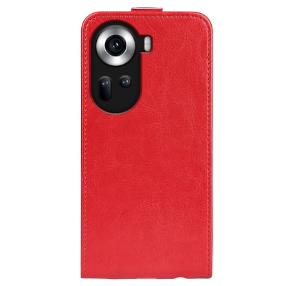 OPPO Reno11 5G Texture Vertical Flip Leather Wallet Case with Card Slot, PU TPU Shockproof Protective Cover, Anti-Drop Magnetic Folio Phone Case