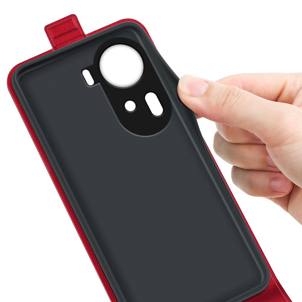 OPPO Reno11 5G Texture Vertical Flip Leather Wallet Case with Card Slot, PU TPU Shockproof Protective Cover, Anti-Drop Magnetic Folio Phone Case