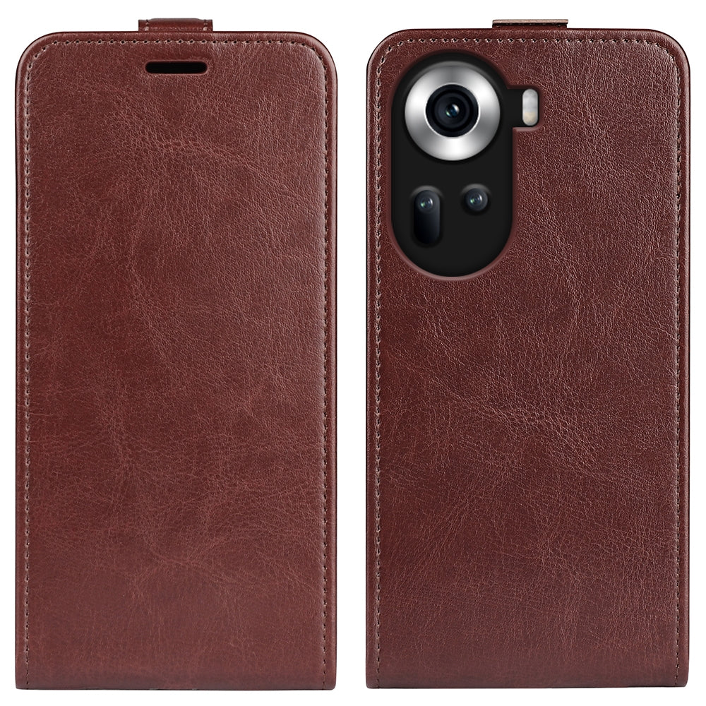 OPPO Reno11 5G Texture Vertical Flip Leather Wallet Case with Card Slot, PU TPU Shockproof Protective Cover, Anti-Drop Magnetic Folio Phone Case