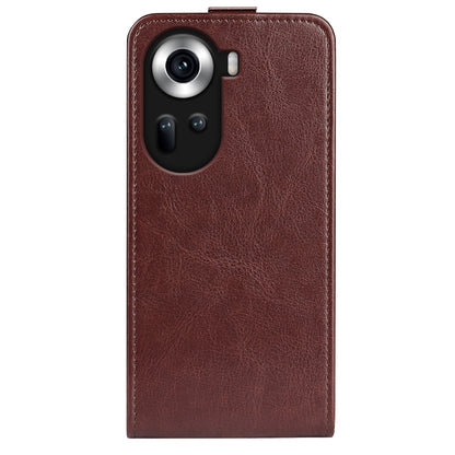 OPPO Reno11 5G Texture Vertical Flip Leather Wallet Case with Card Slot, PU TPU Shockproof Protective Cover, Anti-Drop Magnetic Folio Phone Case
