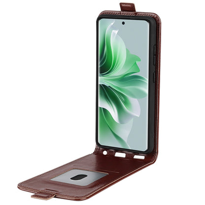 OPPO Reno11 5G Texture Vertical Flip Leather Wallet Case with Card Slot, PU TPU Shockproof Protective Cover, Anti-Drop Magnetic Folio Phone Case