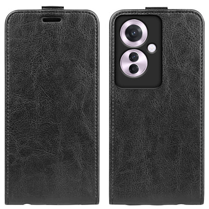 OPPO Reno11 F 5G Texture Vertical Flip Leather Wallet Case with Card Slot, PU TPU Shockproof Protective Cover, Anti-Drop Magnetic Folio Phone Case