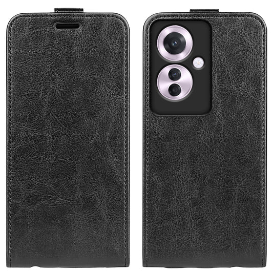 OPPO Reno11 F 5G Texture Vertical Flip Leather Wallet Case with Card Slot, PU TPU Shockproof Protective Cover, Anti-Drop Magnetic Folio Phone Case