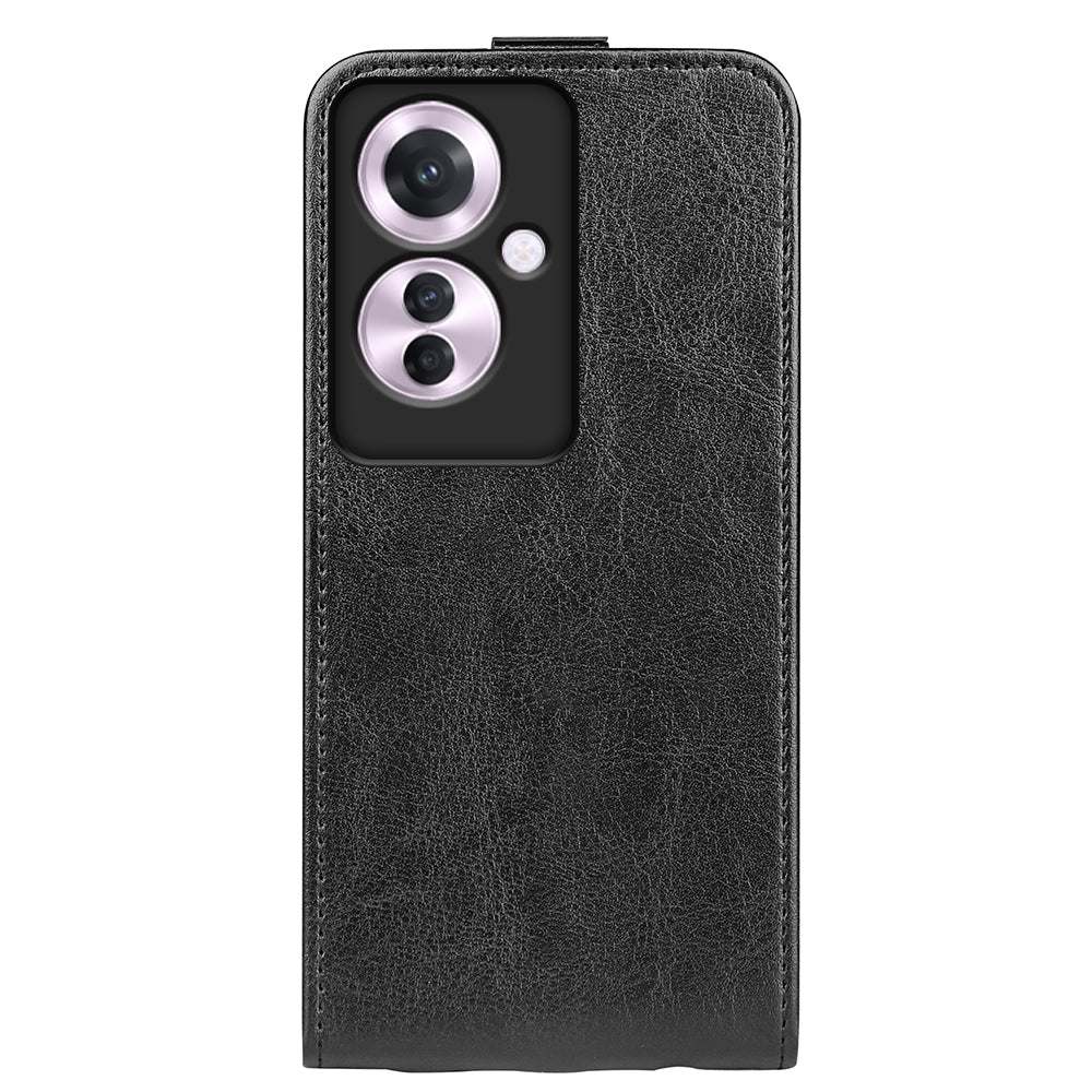 OPPO Reno11 F 5G Texture Vertical Flip Leather Wallet Case with Card Slot, PU TPU Shockproof Protective Cover, Anti-Drop Magnetic Folio Phone Case