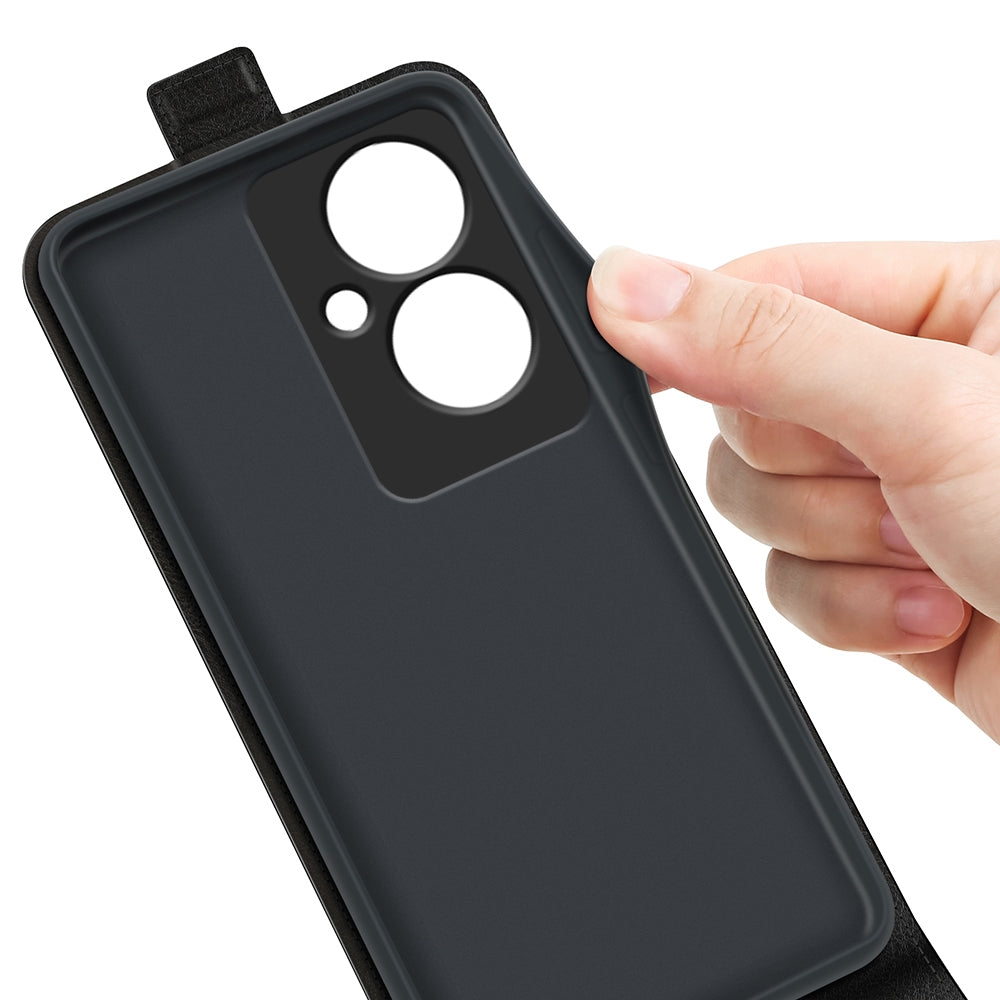 OPPO Reno11 F 5G Texture Vertical Flip Leather Wallet Case with Card Slot, PU TPU Shockproof Protective Cover, Anti-Drop Magnetic Folio Phone Case
