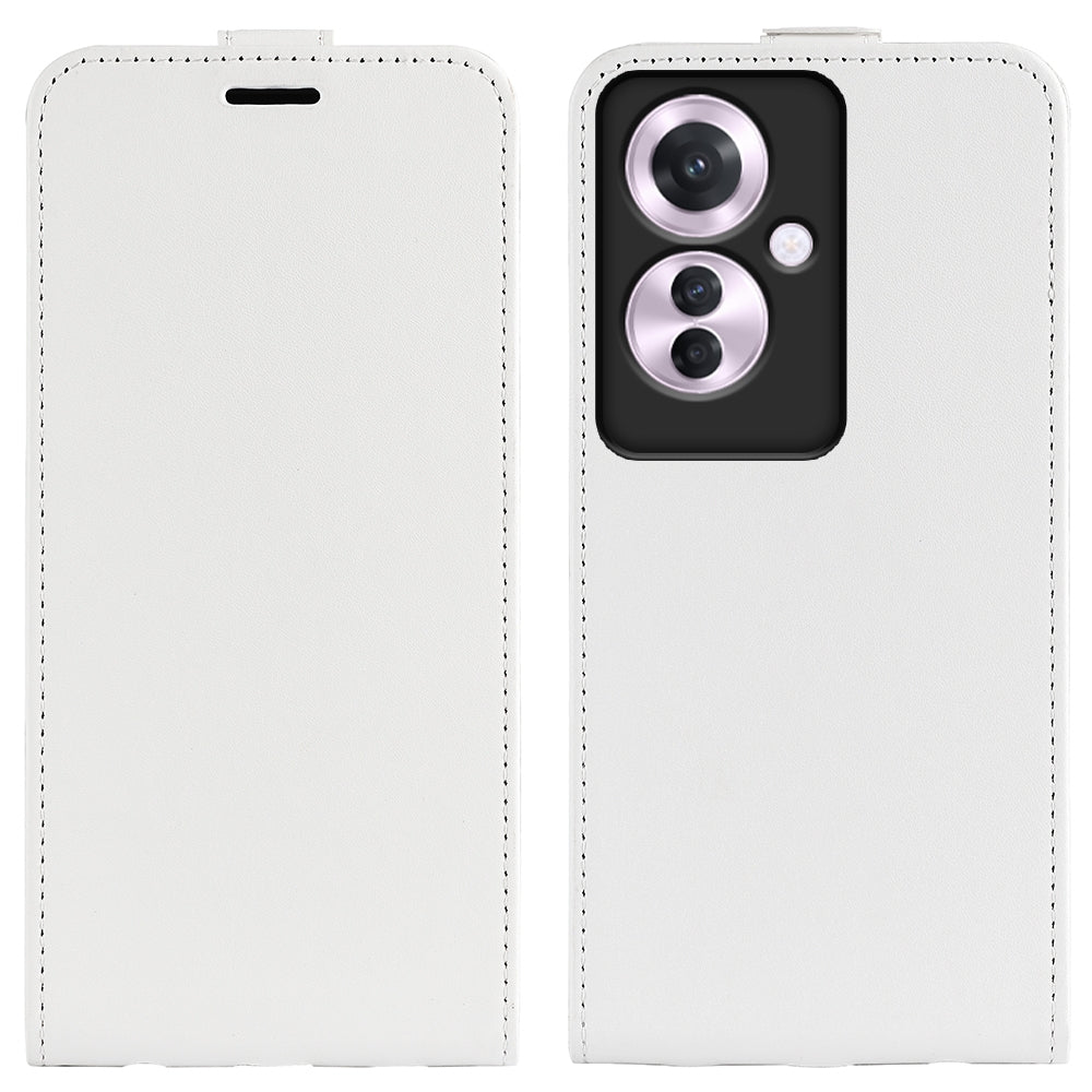 OPPO Reno11 F 5G Texture Vertical Flip Leather Wallet Case with Card Slot, PU TPU Shockproof Protective Cover, Anti-Drop Magnetic Folio Phone Case