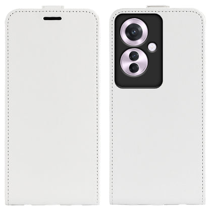 OPPO Reno11 F 5G Texture Vertical Flip Leather Wallet Case with Card Slot, PU TPU Shockproof Protective Cover, Anti-Drop Magnetic Folio Phone Case
