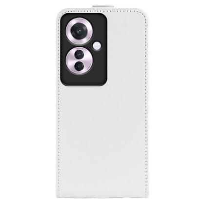 OPPO Reno11 F 5G Texture Vertical Flip Leather Wallet Case with Card Slot, PU TPU Shockproof Protective Cover, Anti-Drop Magnetic Folio Phone Case