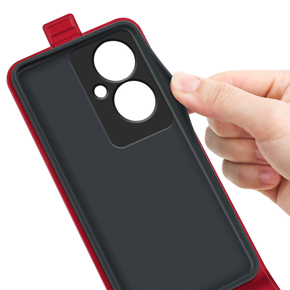 OPPO Reno11 F 5G Texture Vertical Flip Leather Wallet Case with Card Slot, PU TPU Shockproof Protective Cover, Anti-Drop Magnetic Folio Phone Case
