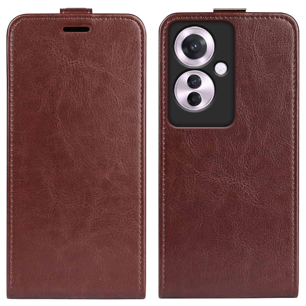 OPPO Reno11 F 5G Texture Vertical Flip Leather Wallet Case with Card Slot, PU TPU Shockproof Protective Cover, Anti-Drop Magnetic Folio Phone Case
