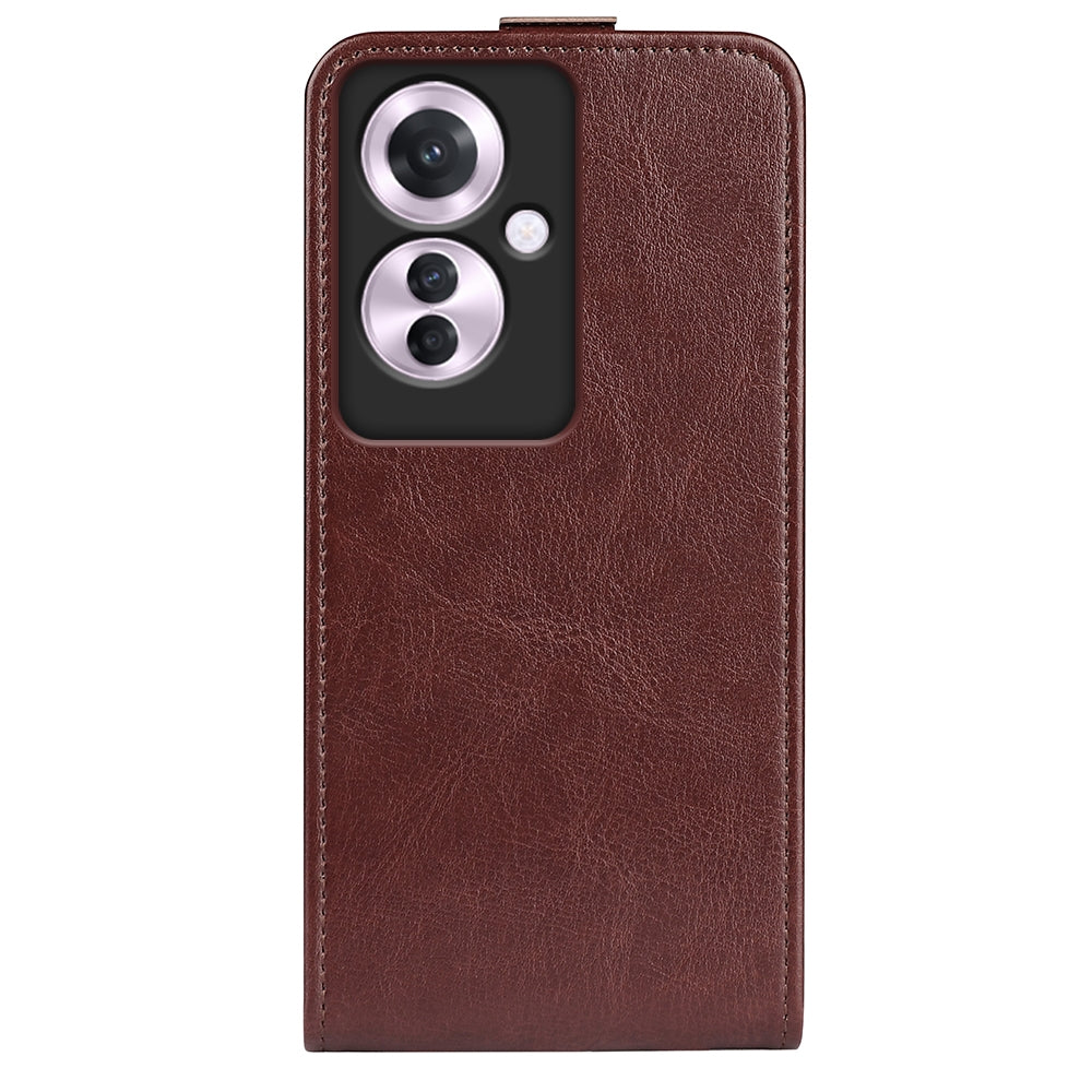 OPPO Reno11 F 5G Texture Vertical Flip Leather Wallet Case with Card Slot, PU TPU Shockproof Protective Cover, Anti-Drop Magnetic Folio Phone Case
