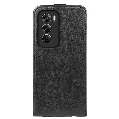 OPPO Reno12 5G Texture Vertical Flip Leather Wallet Case with Card Slot, PU TPU Shockproof Protective Cover, Anti-Drop Magnetic Folio Phone Case