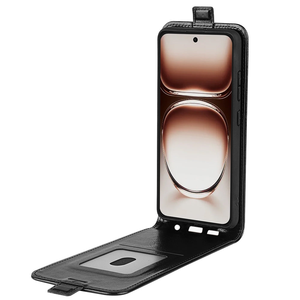 OPPO Reno12 5G Texture Vertical Flip Leather Wallet Case with Card Slot, PU TPU Shockproof Protective Cover, Anti-Drop Magnetic Folio Phone Case