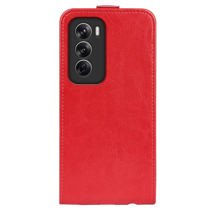 OPPO Reno12 5G Texture Vertical Flip Leather Wallet Case with Card Slot, PU TPU Shockproof Protective Cover, Anti-Drop Magnetic Folio Phone Case
