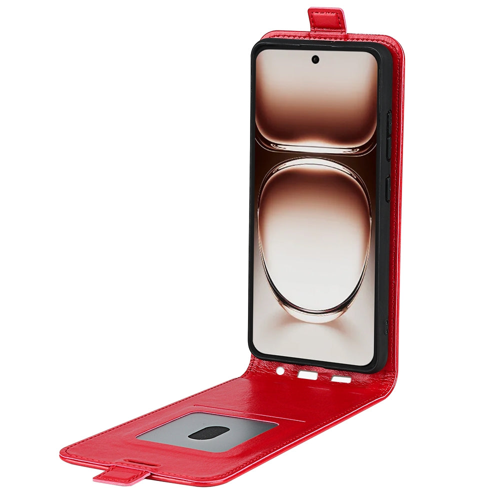 OPPO Reno12 5G Texture Vertical Flip Leather Wallet Case with Card Slot, PU TPU Shockproof Protective Cover, Anti-Drop Magnetic Folio Phone Case