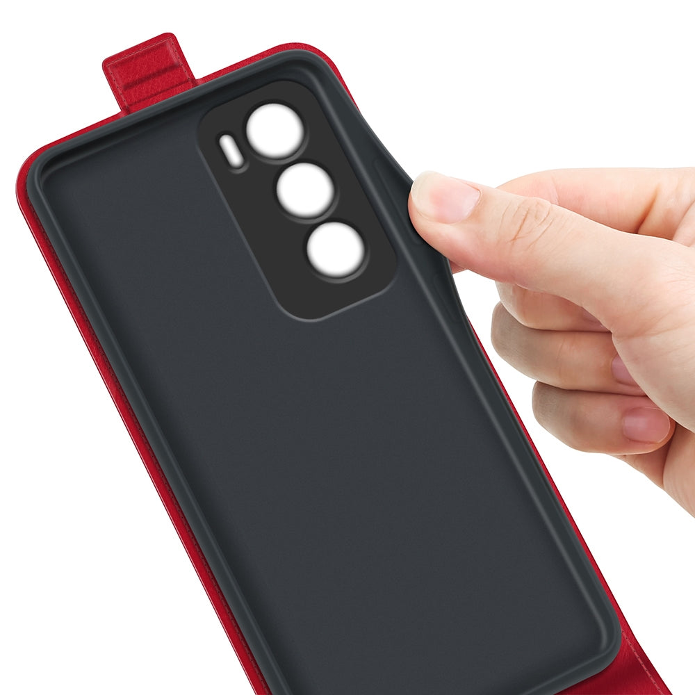 OPPO Reno12 5G Texture Vertical Flip Leather Wallet Case with Card Slot, PU TPU Shockproof Protective Cover, Anti-Drop Magnetic Folio Phone Case