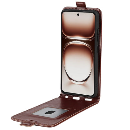 OPPO Reno12 5G Texture Vertical Flip Leather Wallet Case with Card Slot, PU TPU Shockproof Protective Cover, Anti-Drop Magnetic Folio Phone Case