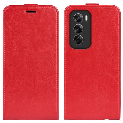 OPPO Reno12 Pro 5G Texture Vertical Flip Leather Wallet Case with Card Slot, PU TPU Shockproof Protective Cover, Anti-Drop Magnetic Folio Phone Case