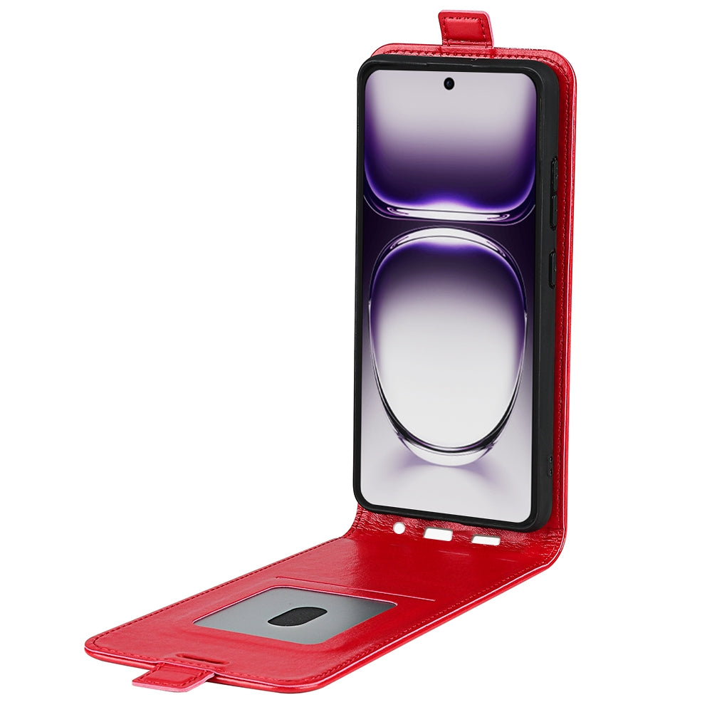 OPPO Reno12 Pro 5G Texture Vertical Flip Leather Wallet Case with Card Slot, PU TPU Shockproof Protective Cover, Anti-Drop Magnetic Folio Phone Case