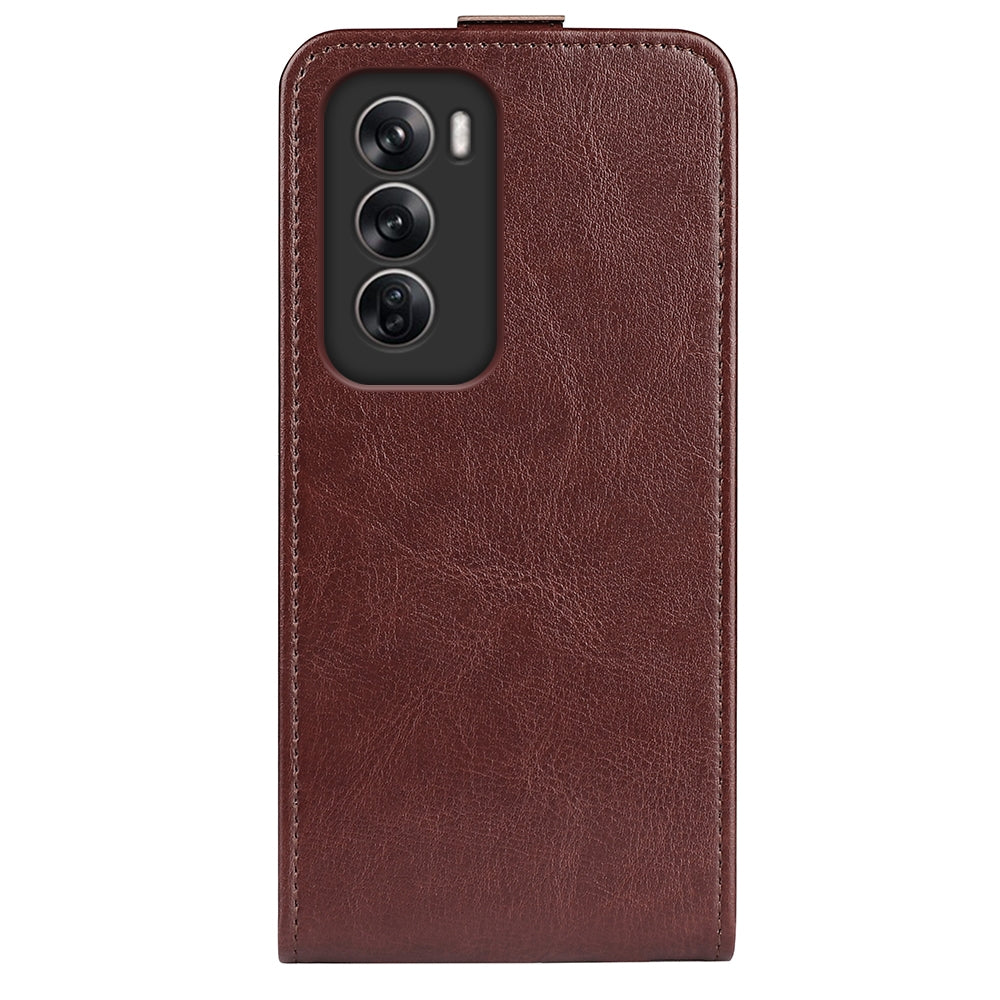OPPO Reno12 Pro 5G Texture Vertical Flip Leather Wallet Case with Card Slot, PU TPU Shockproof Protective Cover, Anti-Drop Magnetic Folio Phone Case