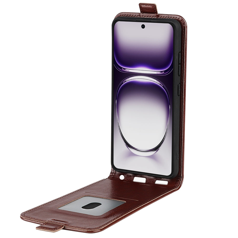 OPPO Reno12 Pro 5G Texture Vertical Flip Leather Wallet Case with Card Slot, PU TPU Shockproof Protective Cover, Anti-Drop Magnetic Folio Phone Case