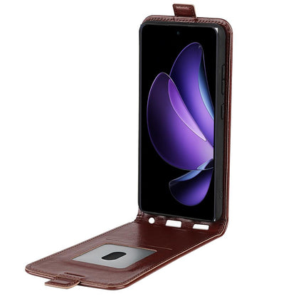 OPPO Reno13 F Texture Vertical Flip Leather Wallet Case with Card Slot, PU TPU Shockproof Protective Cover, Anti-Drop Magnetic Folio Phone Case