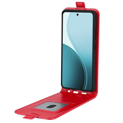 OPPO Reno14 5G Texture Vertical Flip Leather Wallet Case with Card Slot, PU TPU Shockproof Protective Cover, Anti-Drop Magnetic Folio Phone Case
