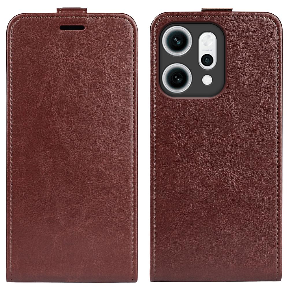 OPPO Reno14 5G Texture Vertical Flip Leather Wallet Case with Card Slot, PU TPU Shockproof Protective Cover, Anti-Drop Magnetic Folio Phone Case